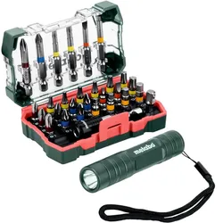Metabo Bit Box Set 29 teilig + Mini Flash light S2-Qualität mit Farbcodierung