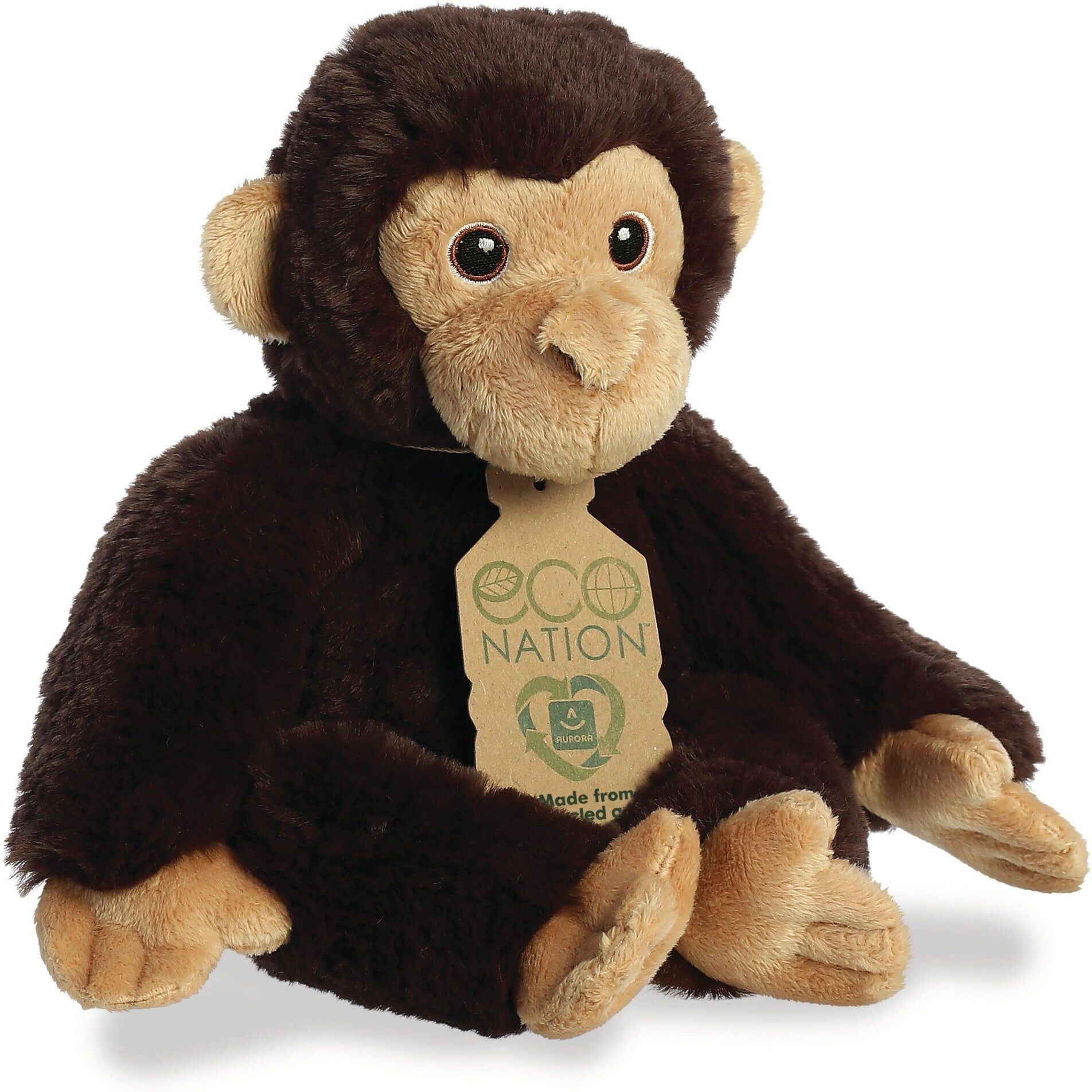 Aurora Eco Nation 9.5" Plush Chimpanzee, Eco-Friendly Design, Recycled Plastic, 9.5 in, for Kids