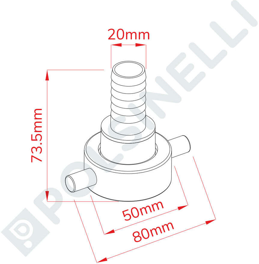 Polsinelli Embout cannellé droit inox ENO 30 (duille oenologique italie