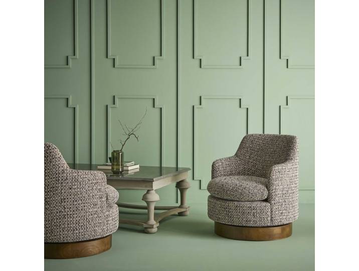 Fauteuil pivotant en tweed marron