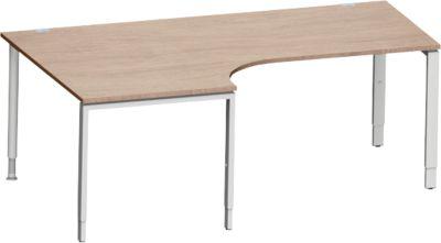 Schäfer Shop Genius Schreibt. 90° li, 4-F, Winkelschreibtisch MODENA FLEX 90°,Ansatz links, B 2000 mm, Eiche-Dekor