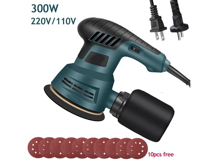 Ponceuse excentrique électrique 300W, 6 vitesses de réglage de la vitesse, 5 pouces, 125mm, ponçage du bois, traitement de voiture, Machine à polir avec boîte à poussière