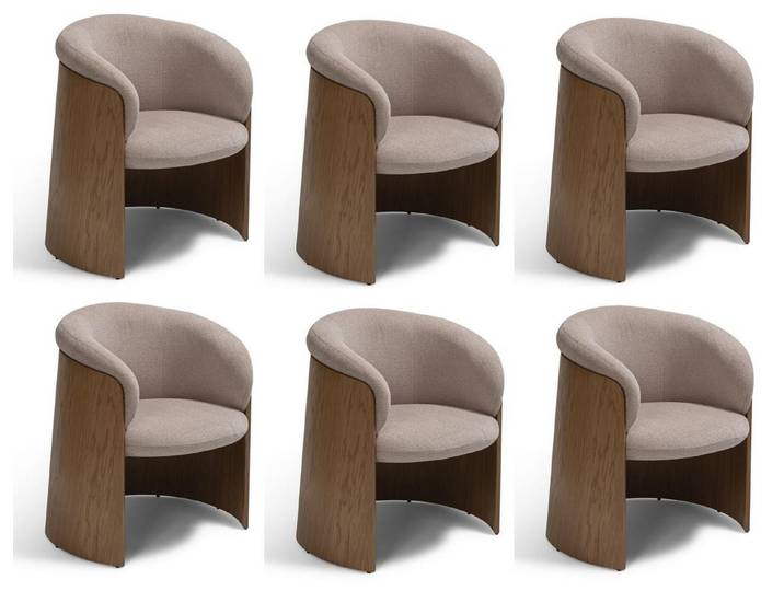 JVmoebel Esszimmerstuhl Stühle Modernes Design Beige Grau Textil Holz Zeitlos Wohnlich Edel, Made in Europa