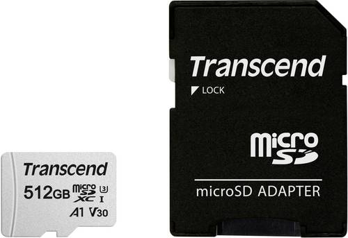 Transcend Premium 300S microSDXC-Karte 512 GB Class 10, UHS-I, UHS-Class 3, v30 Video Speed Class, A1 Application Performance Class inkl. SD-Adapter