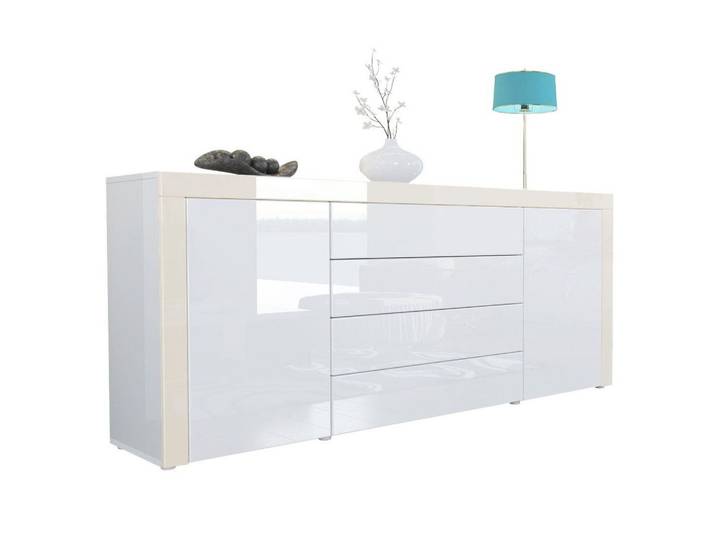 SIDEBOARD La Paz Weiß Hochglanz / Creme Hochglanz