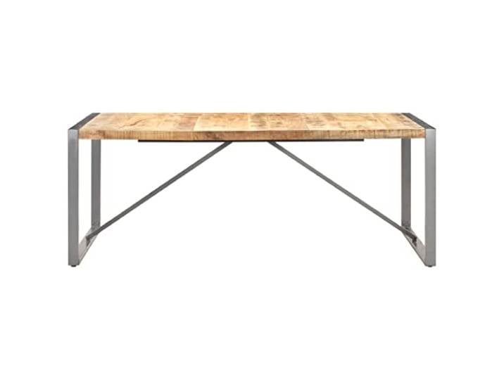 KGHERMDF Esstisch 200x100x75 cm Raues Mango-Massivholz Industrieller Look, Pulverbeschichtete Stahlbeine, Langlebig, Einzigartige Maserung
