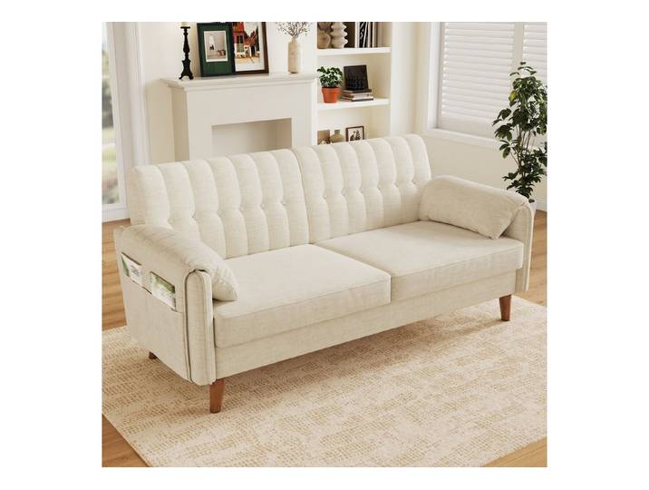 Fine Life Pro Sofa 2-Sitzer-Sofa Chenille, Beige, 1 Sofa, Beige, Wohnung/kleine Räume