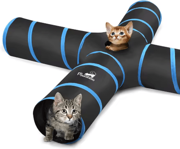 Inspire Picks Pawaboo Collapsible Cat Tunnel Toy With Balls & Bells For Interactive Play blue 4 Way