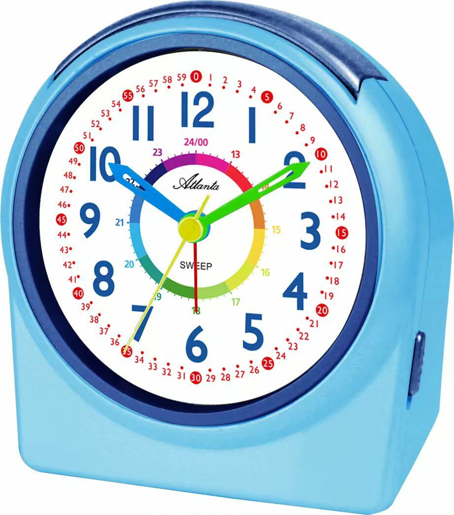 Kinderwecker ATLANTA, blau, Wecker, Kinder, Quarzwecker, Beleuchtung, Weckwiederholung, Geschenkidee