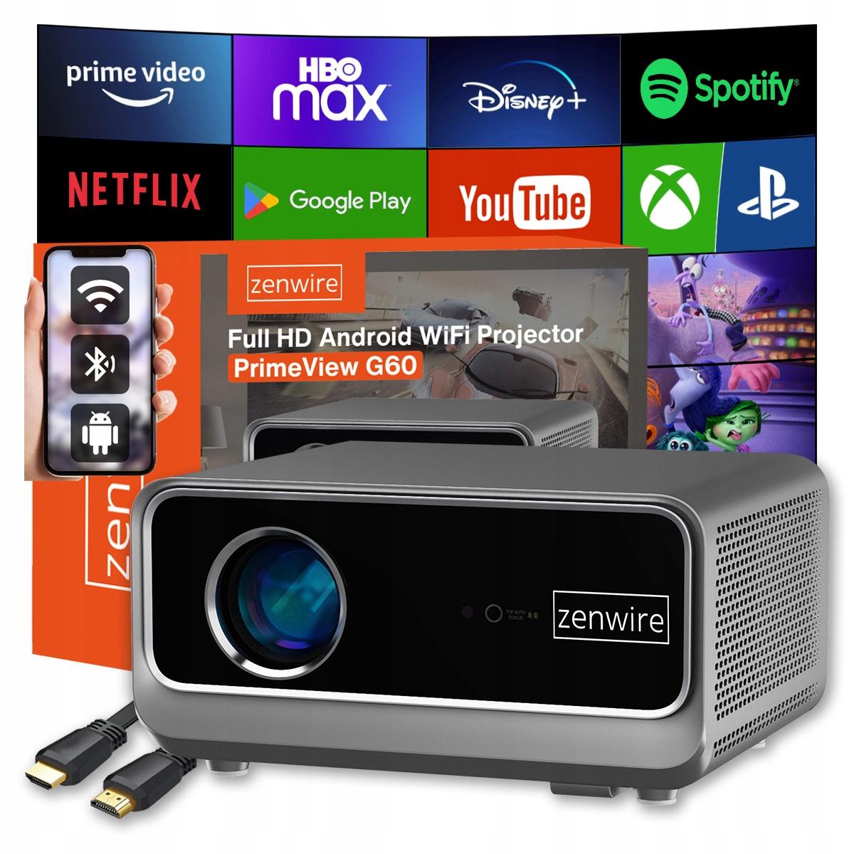 Beamer - Projektor Android Google TV FULL HD 4K - 39000 lm - WiFi 6 - lBluetooth 5.2 - Netflix Beamer