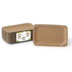 BIOZOYG 3000 Stück Einwegteller 10 x 16 cm Pappteller, biologisch abbaubar, braun, rechteckig, recyclingfähig, robust Bioteller, Einweggeschirr