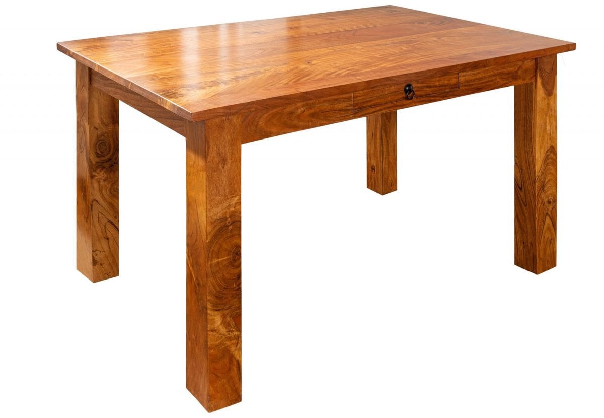 Massivmoebel24.de Oxford #0111 eettafel acacia lichtbruin gelakt, Breedte: 120 cm