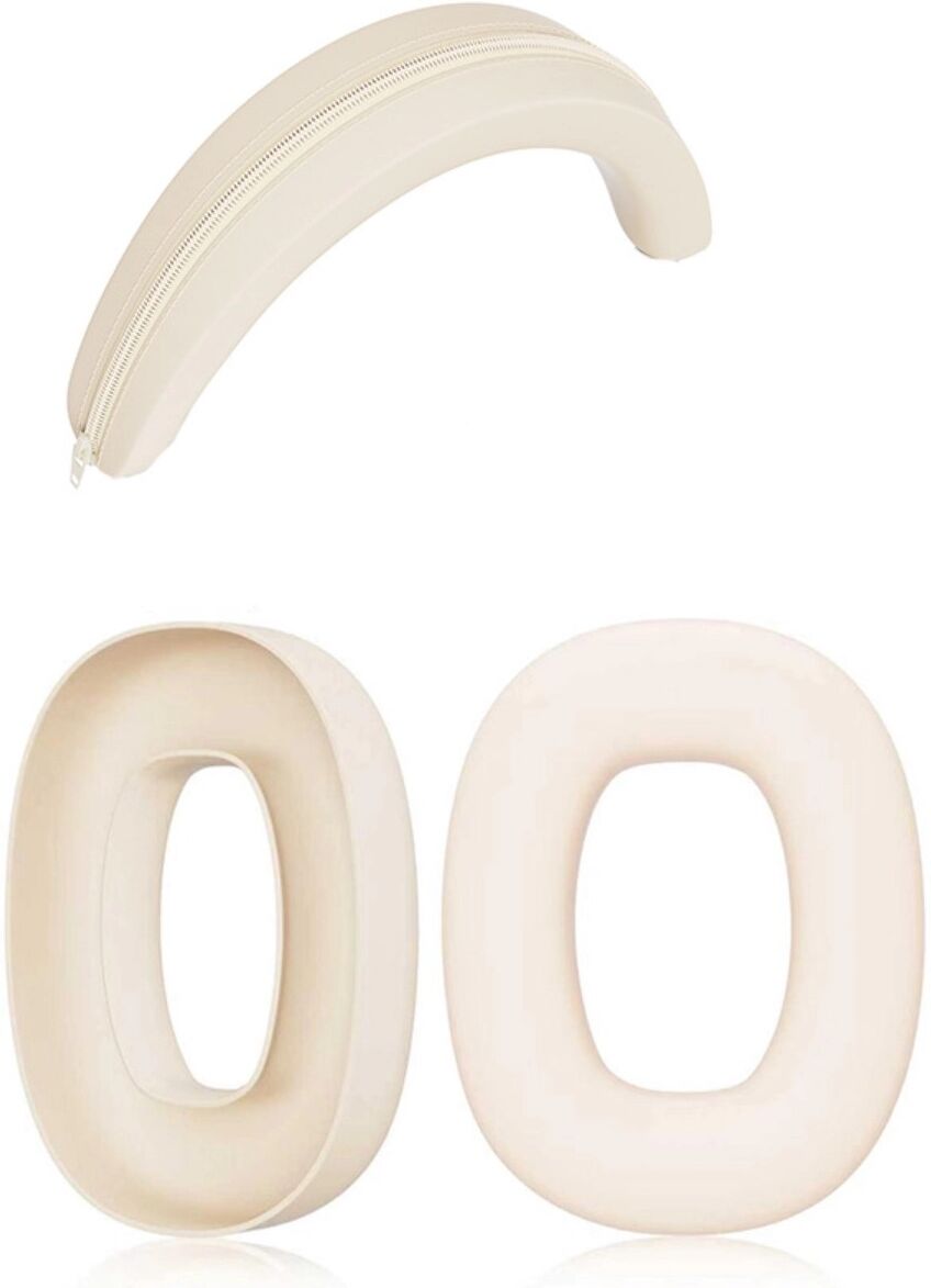 INF Ensemble 2+1 coussinets d'oreille en silicone et protège-arceau compatible avec Bowers & Wilkins - Silicone doux, confort Beige