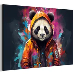 METALLBILD Panda - Jacke - Graffiti - Orange 30x20 cm