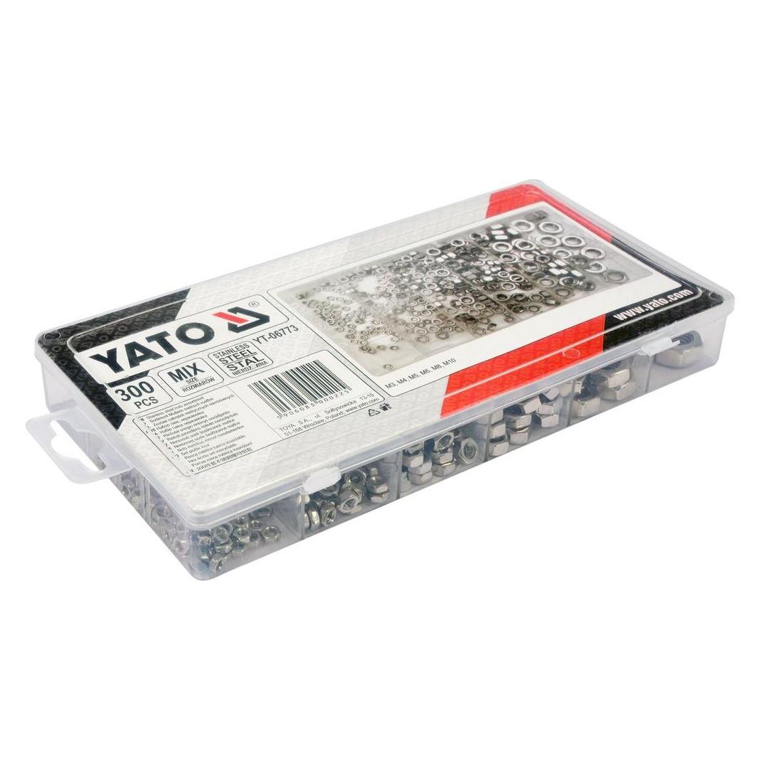 Yato Muttern Sortiment 300 tlg. metrisch Edelstahl Muttern rostfrei Sechskantmuttern (YT-06773)