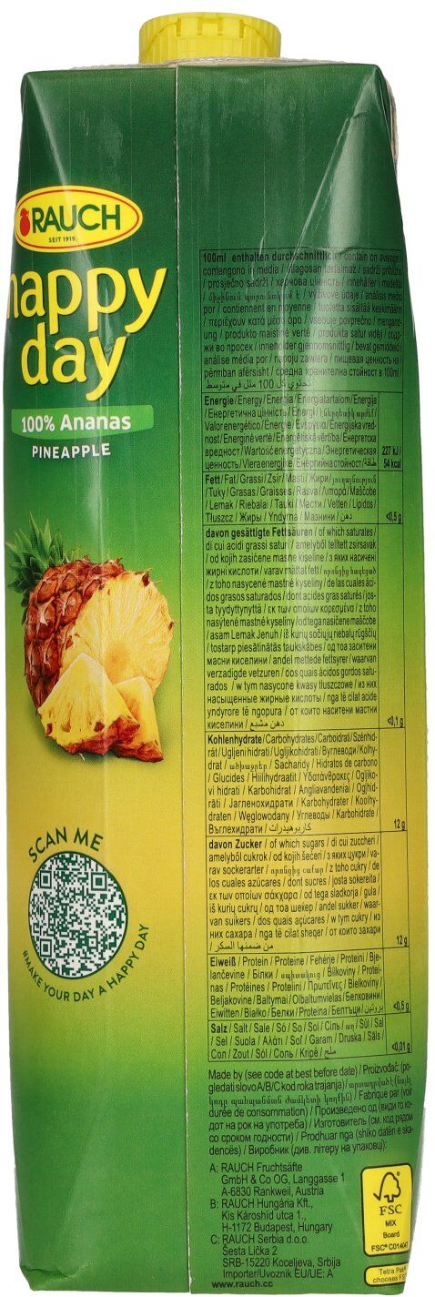 Happy Day Ananassaft 100% 1l