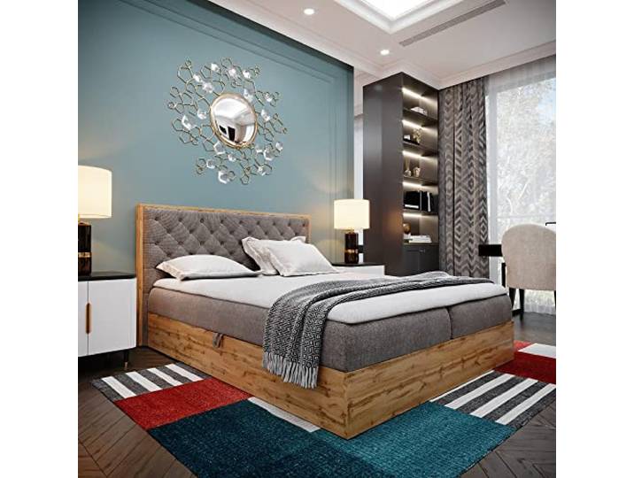 FURNISTAR Boxspringbett LOFT 3-120x220cm Braun. Doppelbett mit Bonellmatratze, Bettkasten, Topper, Kopfteil.