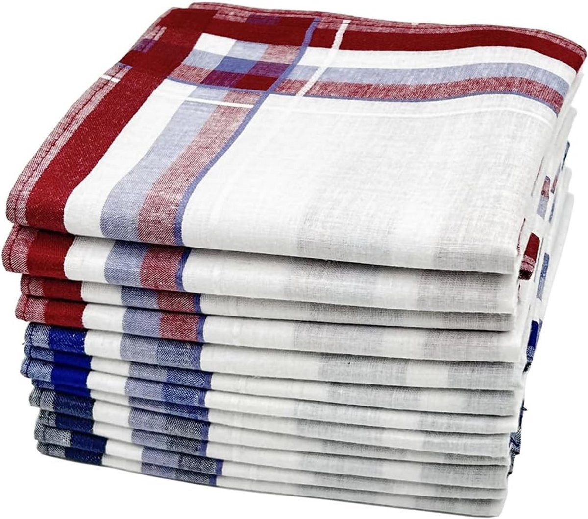 Set van 12 multicolor katoenen zakdoeken voor heren