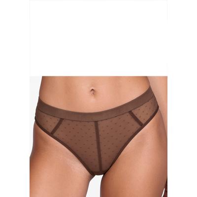 String VIVANCE "Ava", Damen, Gr. 40/42, schokolade, Mesh, Obermaterial: 90% Polyamid, 10% Elasthan, Unterhosen String, aus transparentem Mesh in Pünktchen-Optik, transparente Unterwäsche