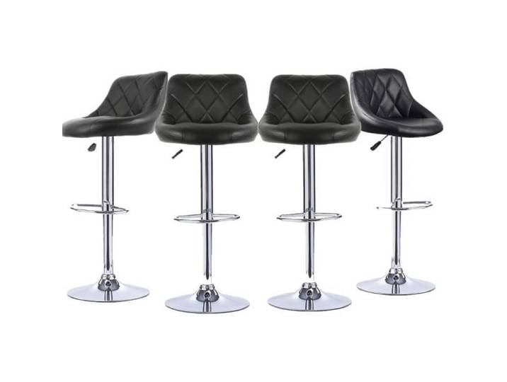 Lot de 4 Tabourets de bar haut Chaise de bar PU chrome Pivoant hauteur réglable - Design Contemporain - Noir