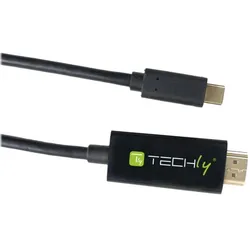Techly USB Typ C — HDMI (Typ A) (2 m), Videokabel, Schwarz