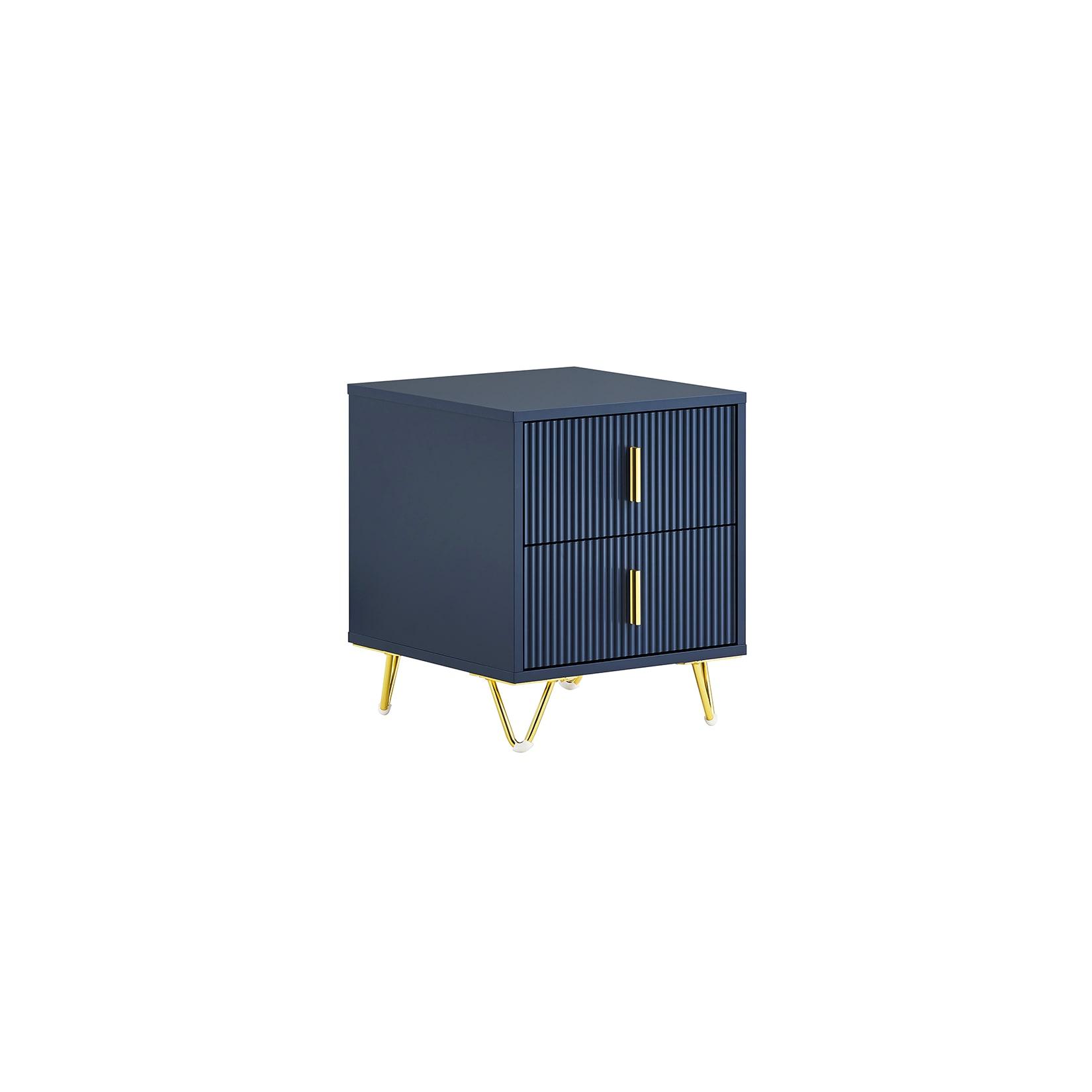 SoBuy Nachttisch mit 2 Schubladen Dunkelblau 40x36x47cm Modern
