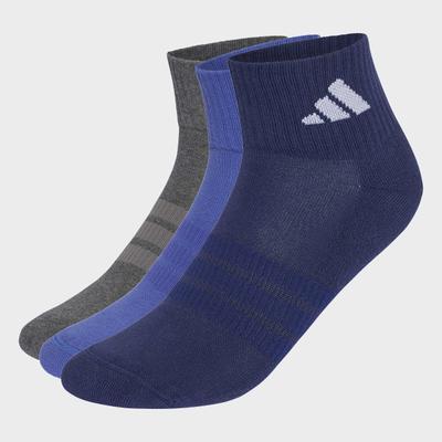Sportsocken ADIDAS PERFORMANCE "C ESS ANK 3P", Damen, Gr. XL (46/48), Sockengröße, blau (dualin, dgrauh, dkblau,), Obermaterial: 57% Baumwolle, 40% Polyester, 2% Elasthan, 1% Polyamid, Socken Sportsocken, Sportsocken, für Fitness und sportliche...