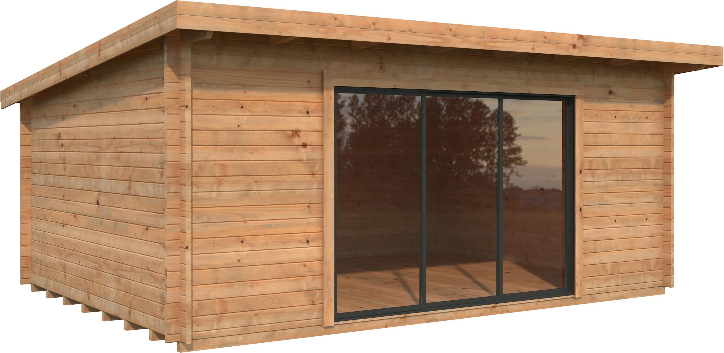 Gartenhaus Palmako Lea 19,4 m² Schiebetür Isolierglas inkl. Fußboden 578 x 451 cm braun