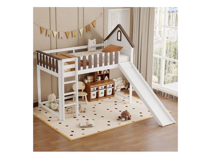 LuxusKollektion Hausbett Kinderbett mit Rutsche 90x200