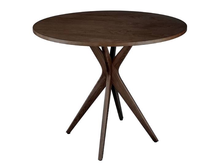 Table ronde plaquée Lynda Ø 80cm Marron/Placage noyer véritable
