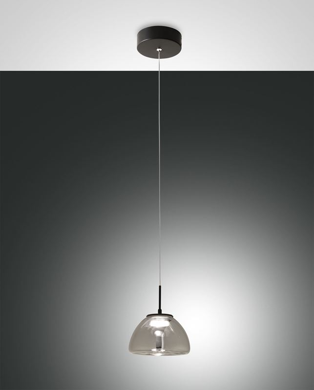 Fabas Luce LED-Pendelleuchte Lucille Schwarz Rauchglas 3764-41-126 8019282546375