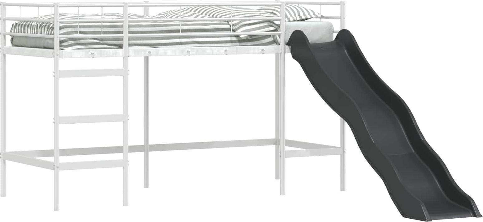 Kinder-Loftbett mit Rutsche Weiß und Anthrazit 100 x 190 cm