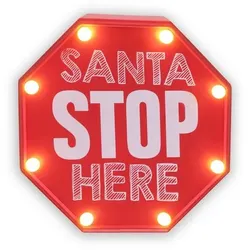 Deko-Objekt LED Schild Santa Ø 19,8 cm Kunststoff Rot