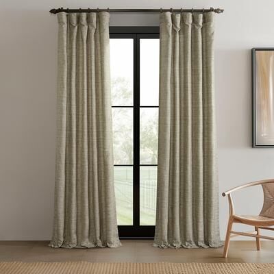 Exclusive Fabrics Raw Linen Weave Light Filtering Curtains for Bedroom & Living Room Curtains Pair - 2 Panel Drapes