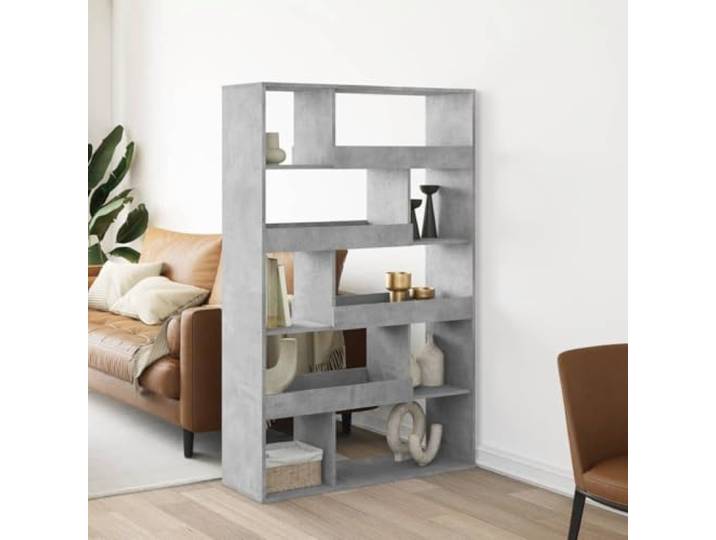ZQQLVOO Raumteiler Betongrau 100x33x156,5 cm Holzwerkstoff mit 10 Fächern 10 geräumige Fächer, feuchtigkeitsresistent, glatte Oberfläche, vielseitig als Regal nutzbar, pflegeleicht