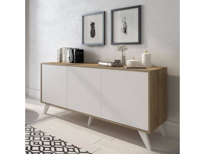 Buffet bas - SOTO - 3 portes - Orme blanc - Style scandinave moderne