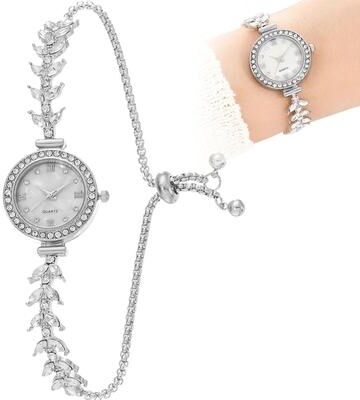 Uplifted Goods Women's Diamond Inlaid Quartz Crystal Wristwatch silver