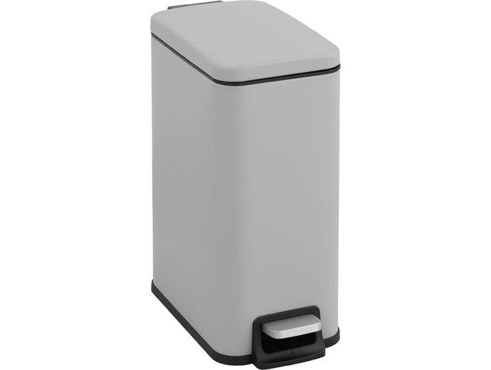 Mülleimer OTTO HOME Joonah, Soft Close, schmal und kompakt , grau, B:14,3cm H:32,6cm T:27,36cm, Edelstahl, Mülleimer, Mülleimer, Nischen-Mülleimer, Treteimer, Kosmetikeimer mit Deckel