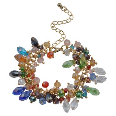 Armband STEUER "goldfarben mit bunten Glassteinen", bunt (mehrfarbig), Armbänder, Damen, 23cm, Metall, glänzend, Armband