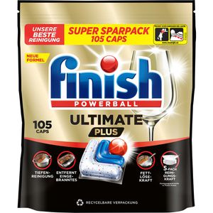 finish Spülmaschinentabs Calgonit Ultimate Plus, All in 1, PowerBall, kraftvolle Reinigung, Super Sparpack, 105 Tabs