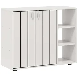 COSTWAY Schuhschrank, Schuhregal mit 2 Türen, verstellbaren offenen Regalböden, 80 x 31 x 64,5 cm (weiß)