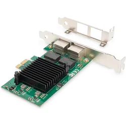 Digitus Dual Gigabit Ethernet PCI Express Karte (Mini PCI Express), Netzwerkkarte, Silber
