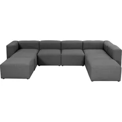 WOHNLANDSCHAFT 3 Kattrina Flachgewebe anthrazit