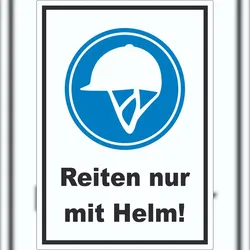 HB-Druck Reiten nur mit Helm Aufkleber A2 (420x594mm)