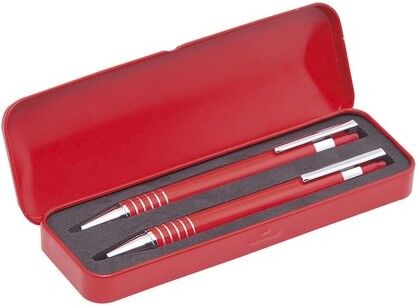 Set stylo et porte-mines personnalisé Sheridan aluminium rouge