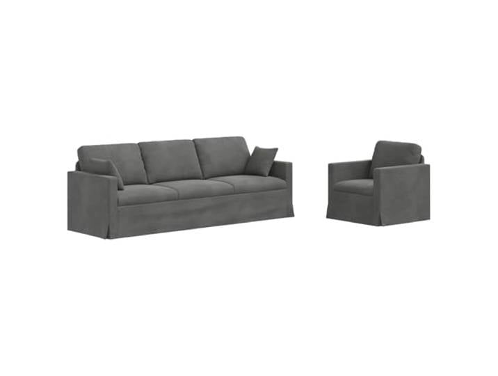 KUTYWEXFM Modulares Sofa Set 2-Tlg Samt Couch Dunkelgrau Flexibles 2-teiliges Polstersofa für Wohnzimmer und Schlafzimmer mit stabilem Metallgestell und weicher Schaumstofffüllung.