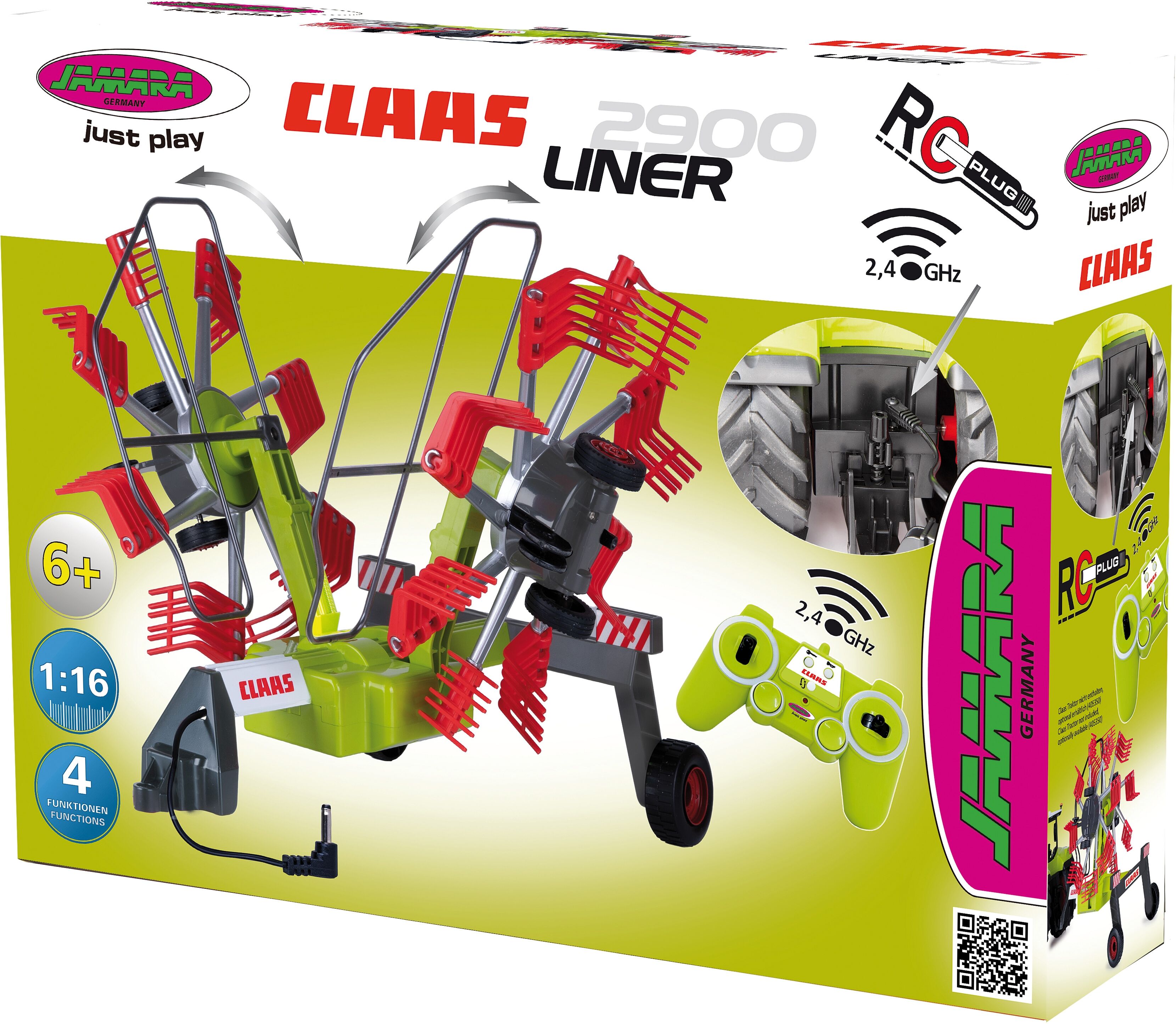 Spielzeug-Landmaschine JAMARA "Schwader Claas für RC-Traktor", grün (hellgrün), Spielzeugfahrzeuge, KinderB:19,5cm H:25cm T:34cm, Spielzeug-Landmaschine, B:19,5cm H:25cm T:34cm