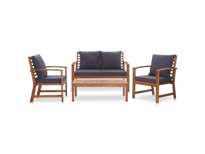 BEST-HOME Mobilier de jardin - UU - Salon de jardin 4 pcs - avec coussins Bois d'acacia solide HH10102