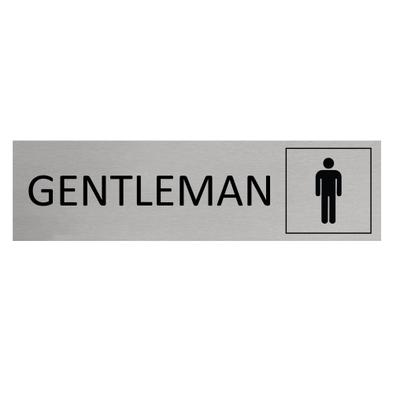 CombiCraft Aluminium Türschild Gentleman 165x45mm mit 3M-Tape zur Befestigung, einfache Kennzeichnung von Räumen und Bereichen