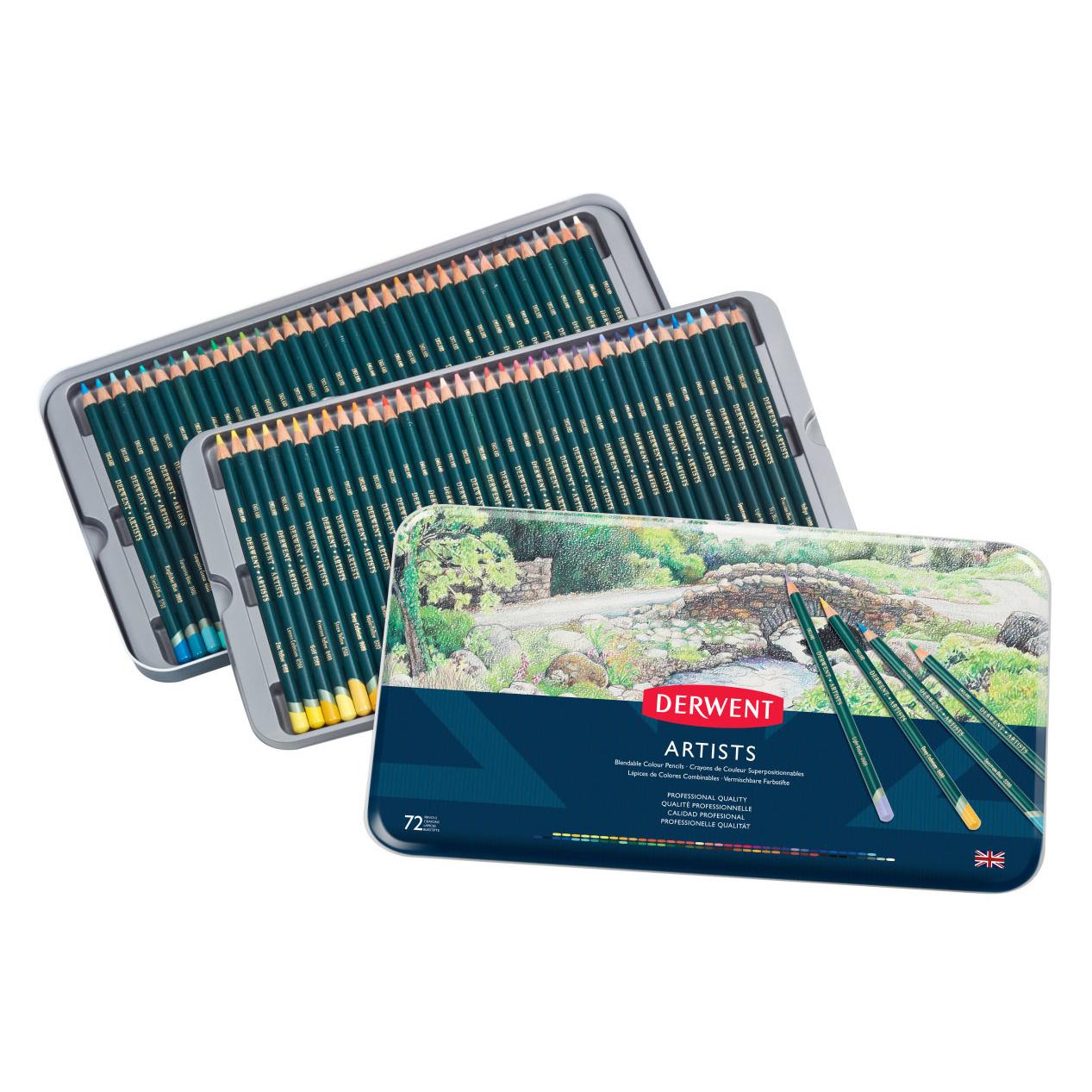 Derwent Pencil Artists med 72 stk. ass. farver i metalaeske (72x) (601094)